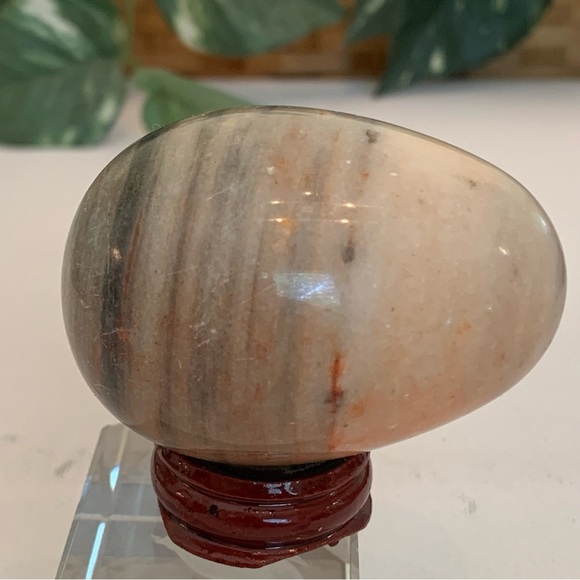 Banded Calcite Crystal Carved Egg Polished Onyx Healing Chakra Stone W Stand 2.5 - Picture 7 of 15